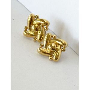 Vintage NAPIER signed gold tone designer pierced stud earrings